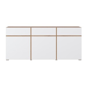Buffet HAVANA – 180 cm – 3 portes battantes et 3 tiroirs – Chêne et blanc – Design contemporain