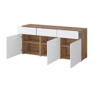Buffet HAVANA – 180 cm – 3 portes battantes et 3 tiroirs – Chêne et blanc – Design contemporain