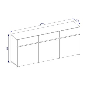 Buffet HAVANA – 180 cm – 3 portes battantes et 3 tiroirs – Chêne et blanc – Design contemporain