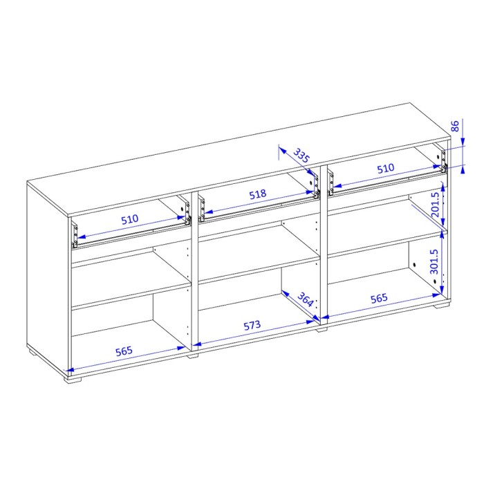 Buffet HAVANA – 180 cm – 3 portes battantes et 3 tiroirs – Chêne et blanc – Design contemporain