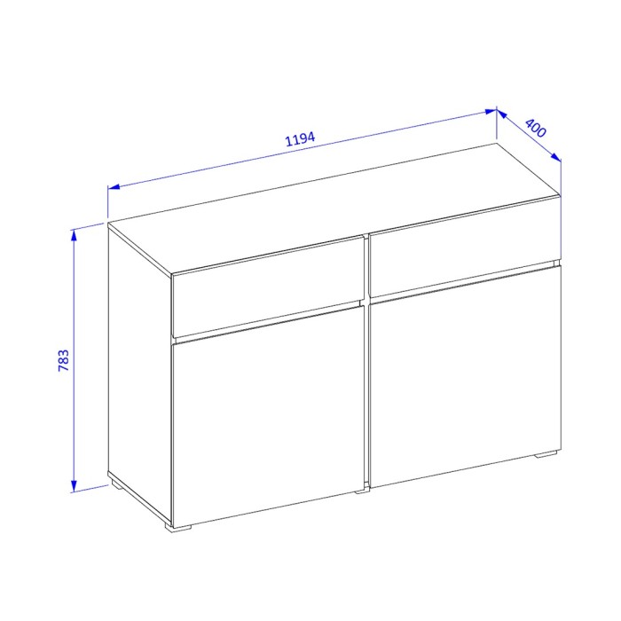 Buffet HAVANA – 120 cm – 2 portes battantes et 2 tiroirs – Chêne et blanc – Design moderne