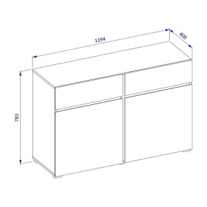 Buffet HAVANA – 120 cm – 2 portes battantes et 2 tiroirs – Chêne et blanc – Design moderne