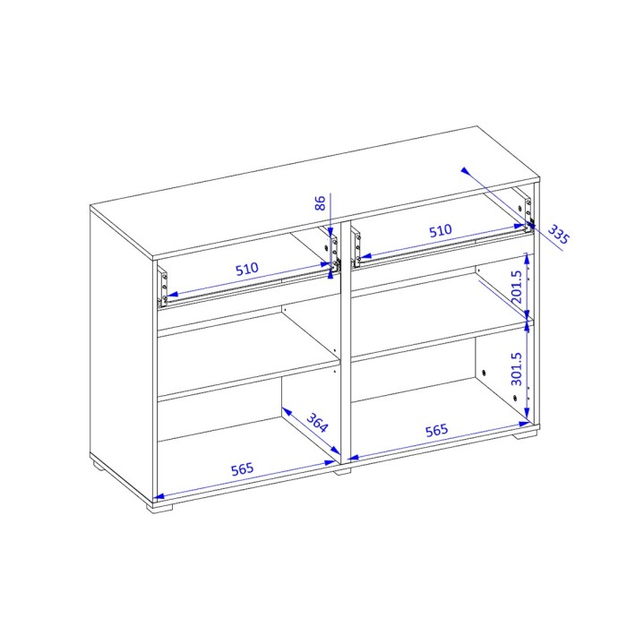 Buffet HAVANA – 120 cm – 2 portes battantes et 2 tiroirs – Chêne et blanc – Design moderne