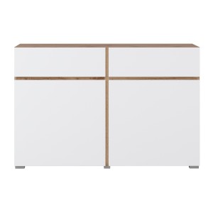 Buffet HAVANA – 120 cm – 2 portes battantes et 2 tiroirs – Chêne et blanc – Design moderne