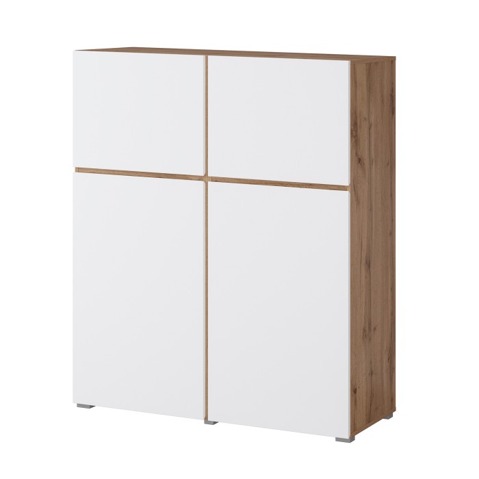 Buffet haut HAVANA – 119,4 cm – 4 portes battantes – Chêne et blanc – Design minimaliste et moderne