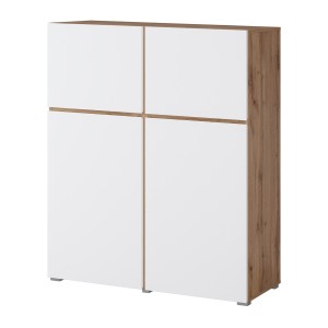 Buffet haut HAVANA – 119,4 cm – 4 portes battantes – Chêne et blanc – Design minimaliste et moderne