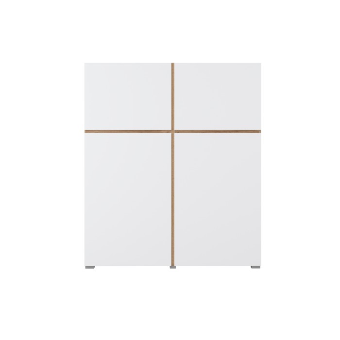 Buffet haut HAVANA – 120cm – 4 portes battantes – Chêne et blanc – Design minimaliste et moderne