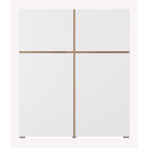 Buffet haut HAVANA – 120cm – 4 portes battantes – Chêne et blanc – Design minimaliste et moderne