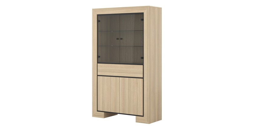 Vitrine large collection COPA – 4 portes et 1 tiroir – Chêne élégant – Sans éclairage LED