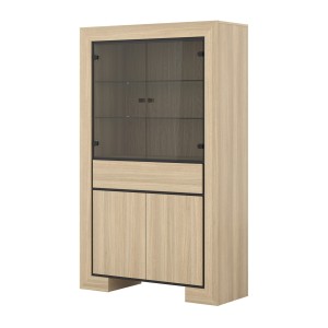 Vitrine large collection COPA – 4 portes et 1 tiroir – Chêne élégant – Sans éclairage LED