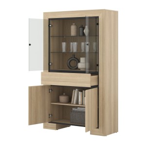 Vitrine large collection COPA – 4 portes et 1 tiroir – Chêne élégant – Sans éclairage LED