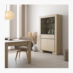 Vitrine large collection COPA – 4 portes et 1 tiroir – Chêne élégant – Sans éclairage LED
