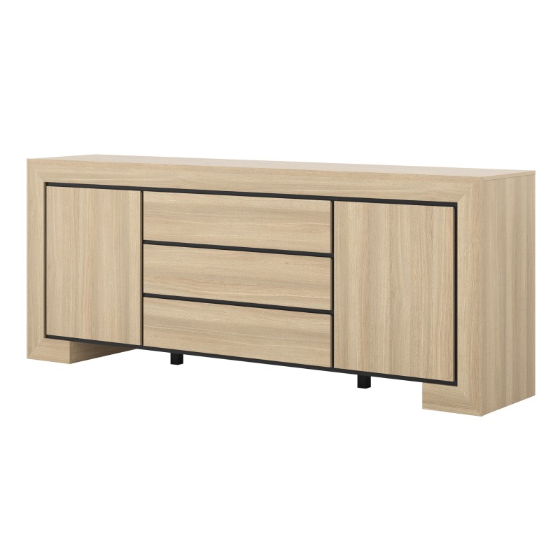 Buffet collection COPA – 2 portes et 3 tiroirs – 225x90x48 cm – Chêne élégant – Design scandinave