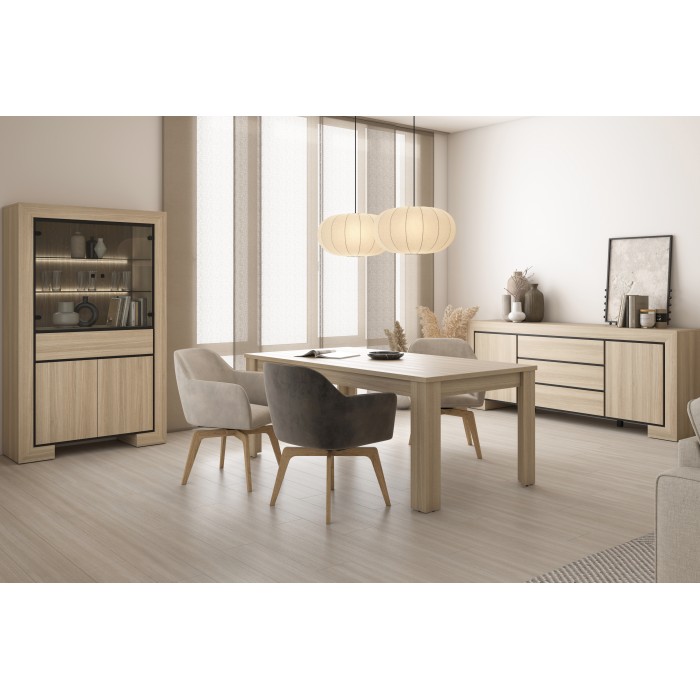 Buffet collection COPA – 2 portes et 3 tiroirs – 225x90x48 cm – Chêne élégant – Design scandinave