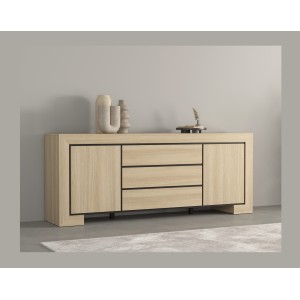 Buffet collection COPA – 2 portes et 3 tiroirs – 225x90x48 cm – Chêne élégant – Design scandinave
