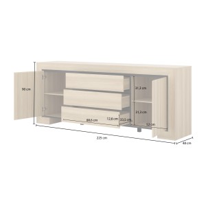 Buffet collection COPA – 2 portes et 3 tiroirs – 225x90x48 cm – Chêne élégant – Design scandinave