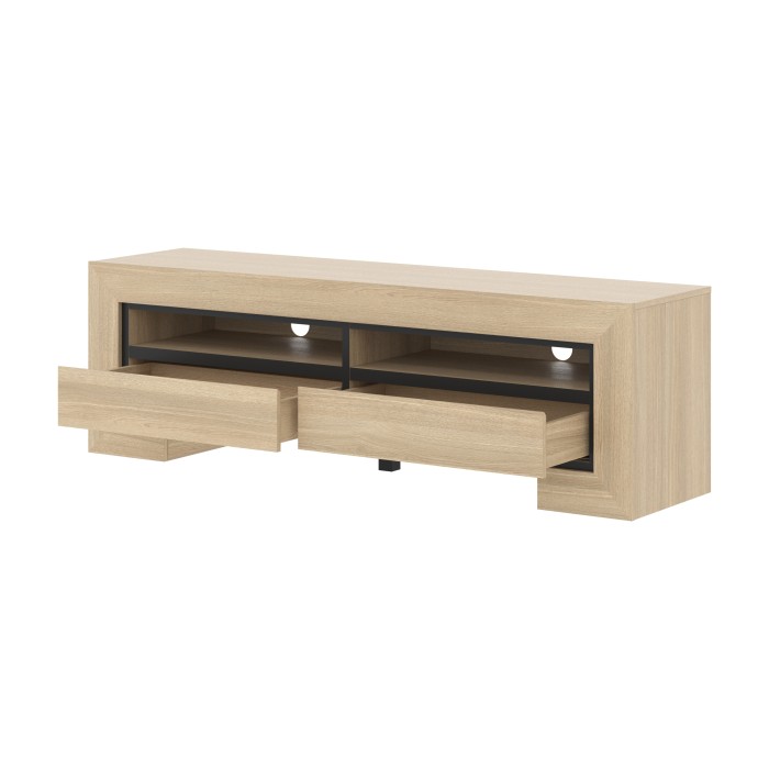 Meuble TV collection COPA – 160x50,5x41 cm – 2 tiroirs et 2 niches – Chêne élégant – Design scandinave