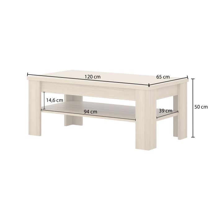 Table basse COPA – 120x50x65 cm – Chêne élégant – Design scandinave