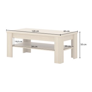 Table basse COPA – 120x50x65 cm – Chêne élégant – Design scandinave
