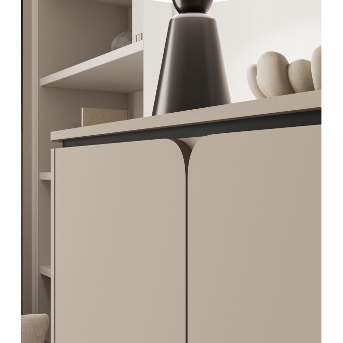 Buffet BELLA 2 portes 3 tiroirs – Finition Congo mat – Pieds métal noirs