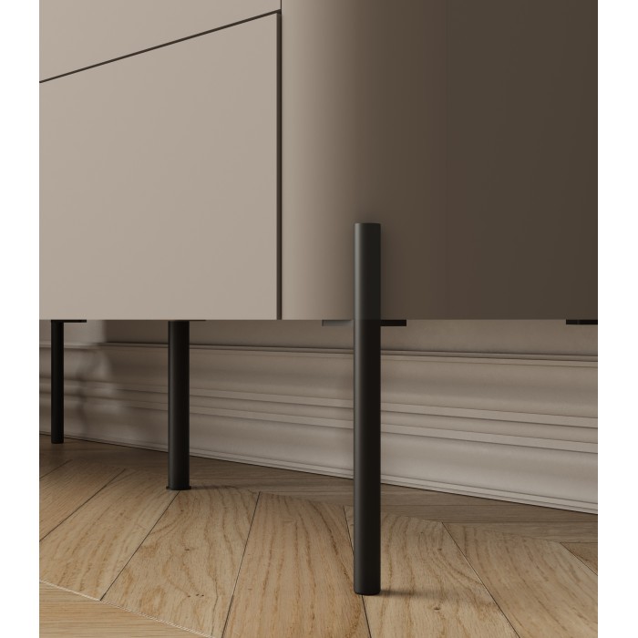 Meuble TV BELLA 2 portes – Finition Congo mat – Design arrondi et pieds métal noirs