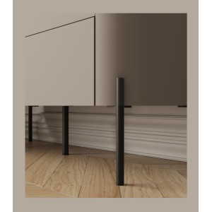 Meuble TV BELLA 2 portes – Finition Congo mat – Design arrondi et pieds métal noirs