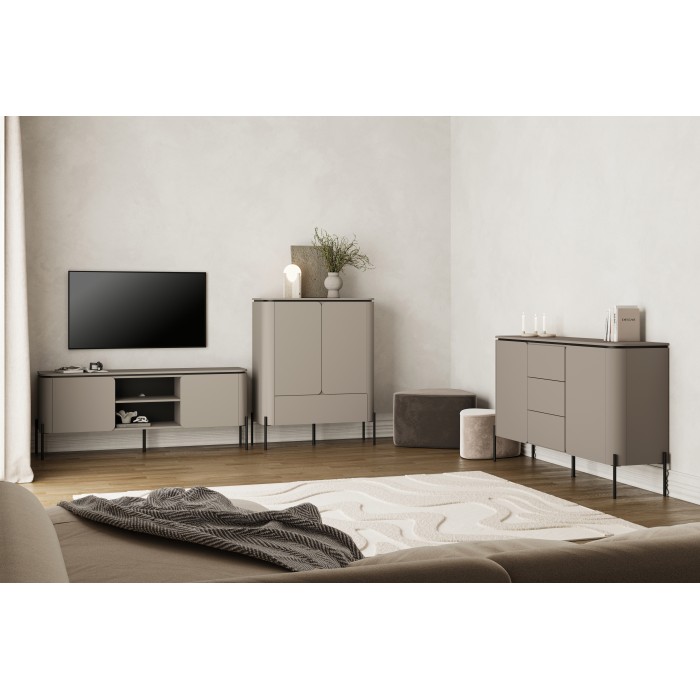 Ensemble de meubles BELLA – Buffet, meuble TV et buffet haut – Finition Congo mat chic