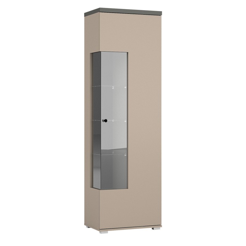 Vitrine 1 porte collection  NESS – Finition Congo & Anthracite – 10 niches de rangement – Sans LED