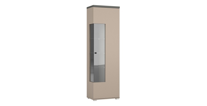 Vitrine 1 porte NESS – Finition Congo & Anthracite – LED blanc neutre – 10 niches design