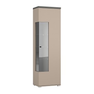 Vitrine 1 porte NESS – Finition Congo & Anthracite – LED blanc neutre – 10 niches design