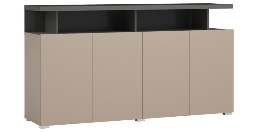 Buffet 4 portes NESS – Finition Congo – 12 niches de rangement – Design épuré sans LED