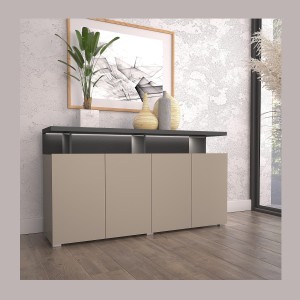 Buffet 4 portes NESS – Finition Congo – 12 niches de rangement – Design épuré sans LED