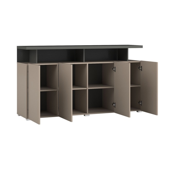 Buffet 4 portes NESS – Finition Congo – 12 niches avec LED – Style moderne