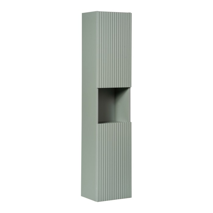Colonne de salle de bain ELVINA – 2 portes – H140 cm – Coloris vert sauge gris – À suspendre 