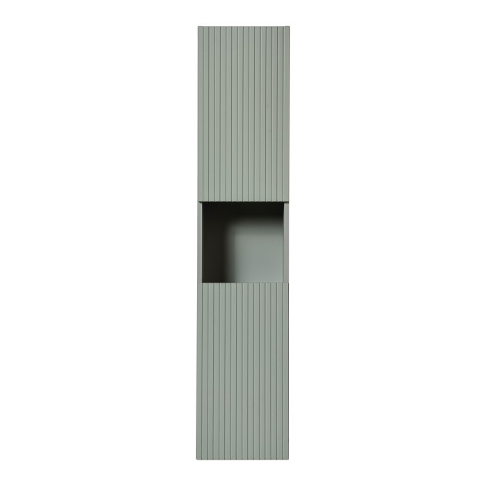 Colonne de salle de bain ELVINA – 2 portes – H140 cm – Coloris vert sauge gris – À suspendre 