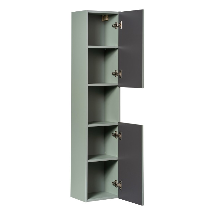 Colonne de salle de bain ELVINA – 2 portes – H140 cm – Coloris vert sauge gris – À suspendre 