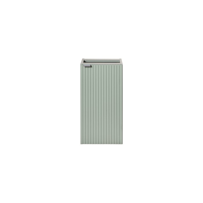 Meuble de rangement salle de bain ELVINA – 1 porte – H57 cm – Coloris vert sauge gris – À suspendre 