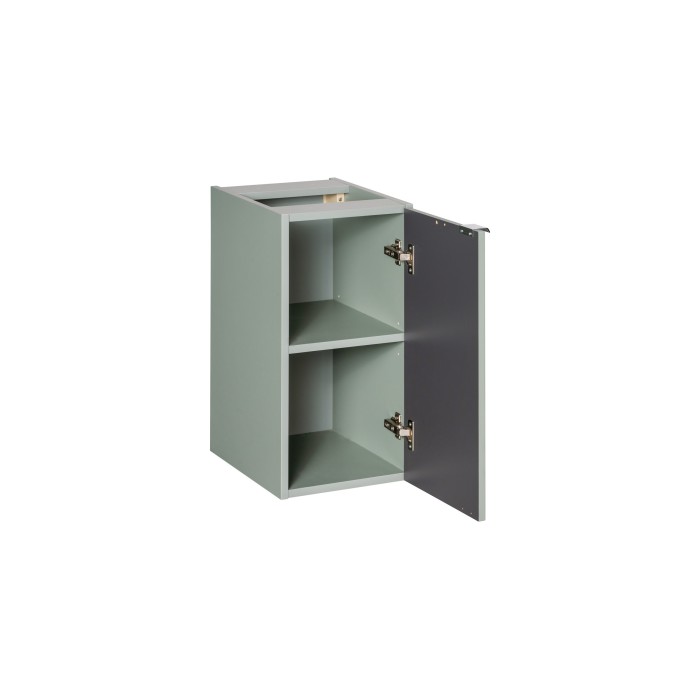 Meuble de rangement salle de bain ELVINA – 1 porte – H57 cm – Coloris vert sauge gris – À suspendre 