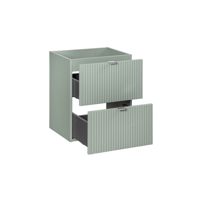 Meuble sous vasque ELVINA – 2 tiroirs – 50 cm – Coloris vert sauge gris – À suspendre 