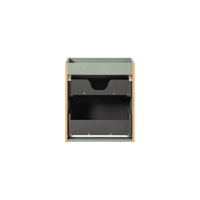 Meuble sous vasque ELVINA – 2 tiroirs – 50 cm – Coloris vert sauge gris – À suspendre 