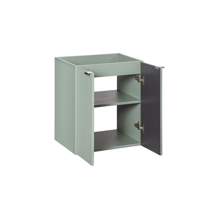 Meuble sous vasque ELVINA – 2 tiroirs – 60 cm – Coloris vert sauge gris – À suspendre 