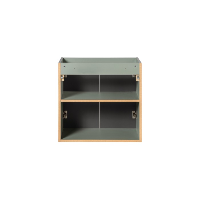 Meuble sous vasque ELVINA – 2 tiroirs – 60 cm – Coloris vert sauge gris – À suspendre 