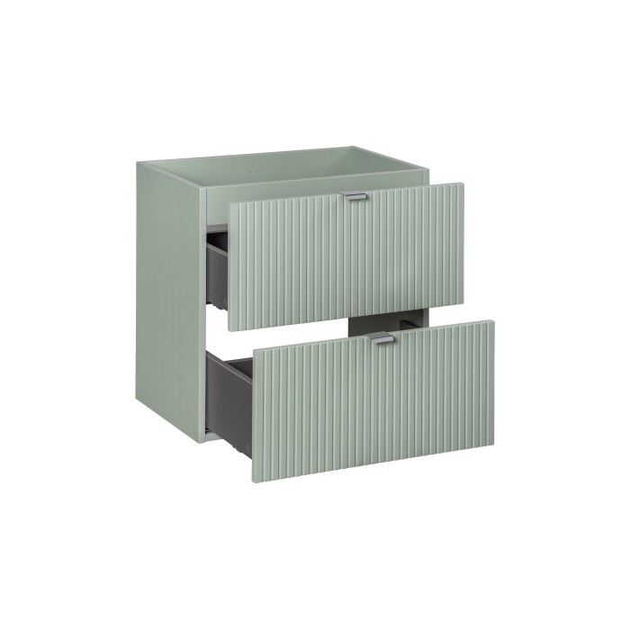 Meuble sous vasque ELVINA – 2 tiroirs – 60 cm – Coloris vert sauge gris – À suspendre 