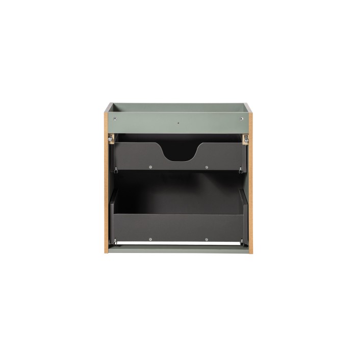Meuble sous vasque ELVINA – 2 tiroirs – 60 cm – Coloris vert sauge gris – À suspendre 