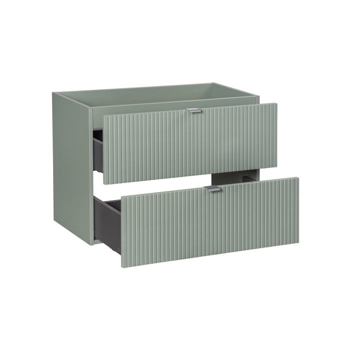 Meuble sous vasque ELVINA – 2 tiroirs – 80 cm – Coloris vert sauge gris – À suspendre 