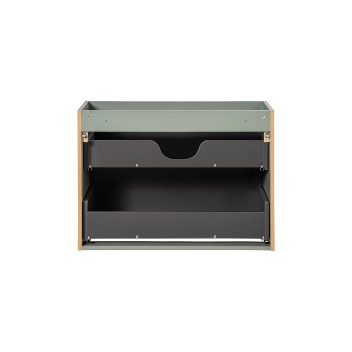 Meuble sous vasque ELVINA – 2 tiroirs – 80 cm – Coloris vert sauge gris – À suspendre 