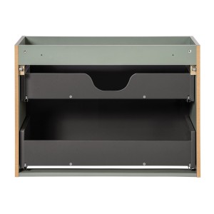 Meuble sous vasque ELVINA – 2 tiroirs – 80 cm – Coloris vert sauge gris – À suspendre 