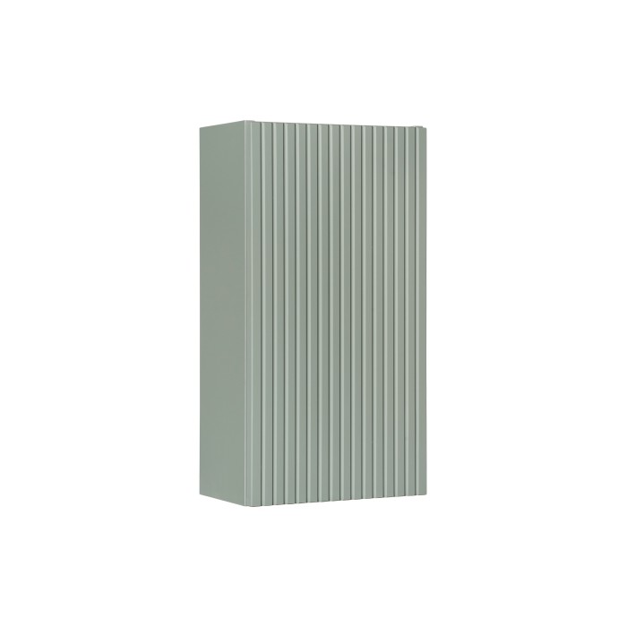 Meuble de rangement salle de bain ELVINA – 1 porte – H57 cm – Coloris vert sauge gris – À suspendre 