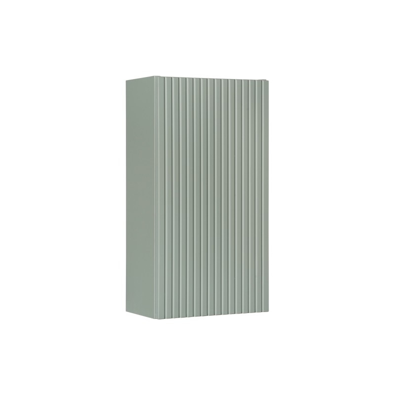 Meuble de rangement salle de bain ELVINA – 1 porte – H57 cm – Coloris vert sauge gris – À suspendre 