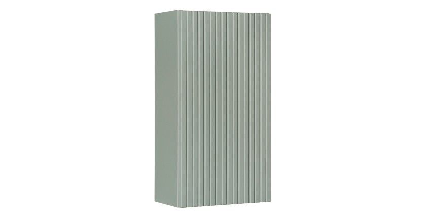Meuble de rangement salle de bain ELVINA – 1 porte – H57 cm – Coloris vert sauge gris – À suspendre 
